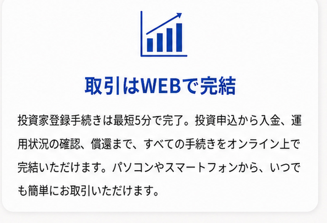 取引はWEBで完結